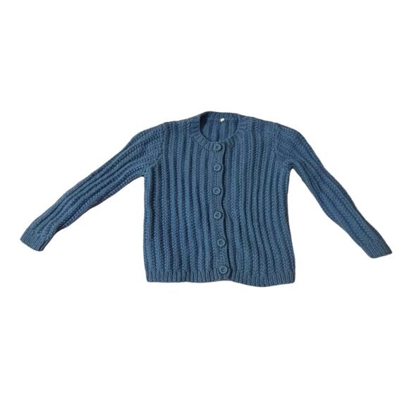 Vintage knit child’s cardigan blue sweater - Picture 1 of 5